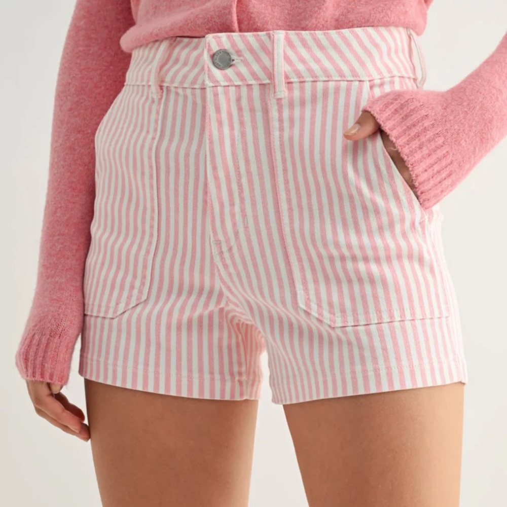 Stylish Pink Striped High Waist Women's Shorts